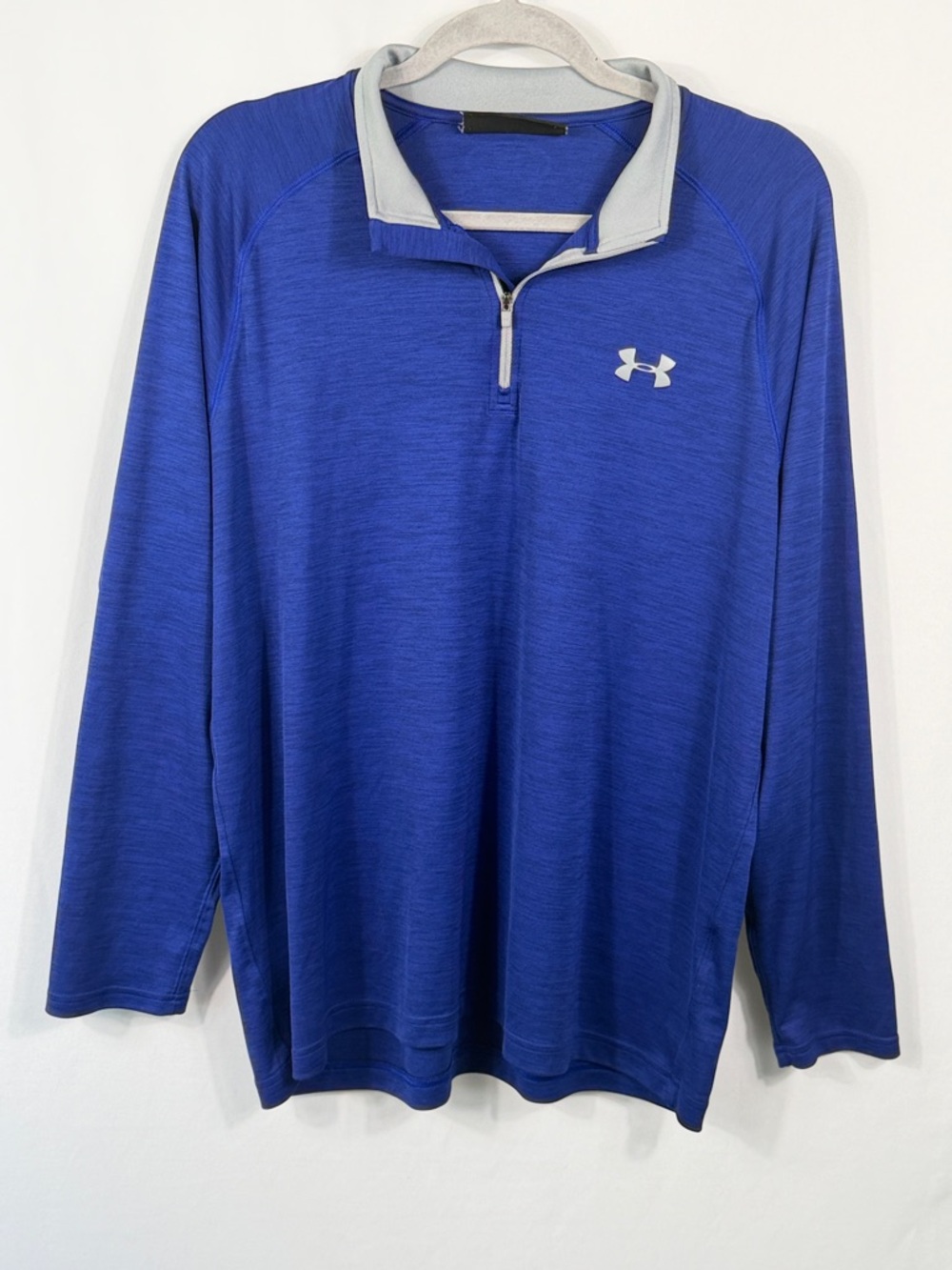 Under Armour Royal Blue Heather Quarter-Zip Pullover Loose Fit. HeatGear men’s L